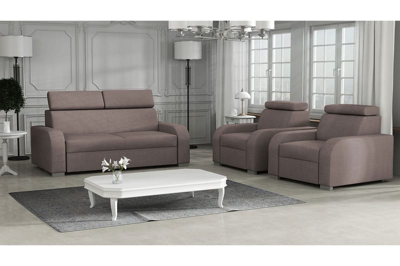 Oslo Vardagsrumsset LED-belysning - Brun - Möbler - Soffa - Soffgrupp