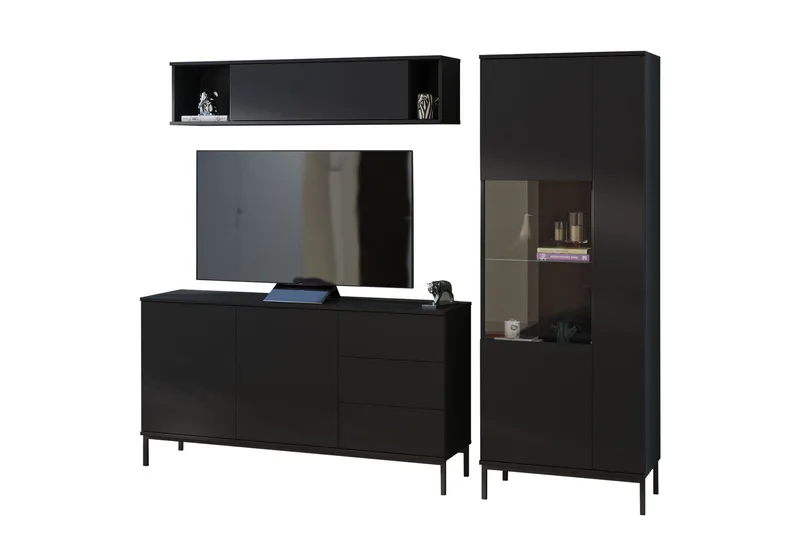 Querty Vardagsrumsset 3 Delar - Svart - Möbler - Möbelset - Möbelset för vardagsrum