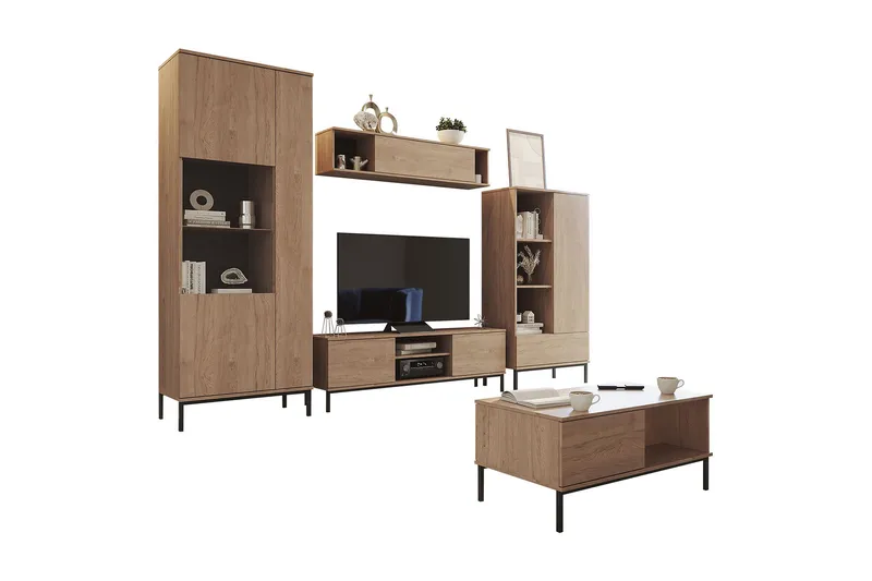 Querty Vardagsrumsset 5 Delar - Natur - Möbler - Möbelset - Möbelset för vardagsrum