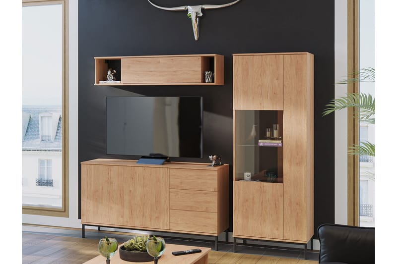 Querty Vardagsrumsset LED-belysning 4 Delar Vit LED - Natur - Möbler - Möbelset - Möbelset för vardagsrum