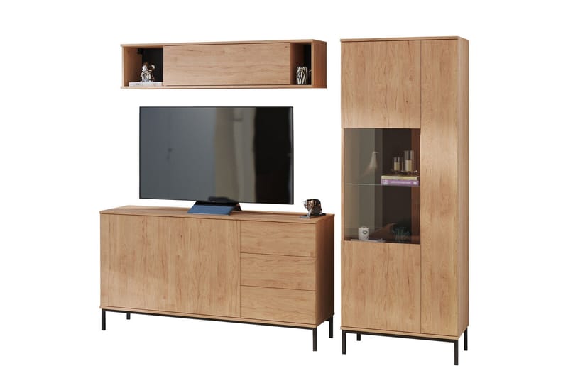 Querty Vardagsrumsset LED-belysning 4 Delar Vit LED - Natur - Möbler - Möbelset - Möbelset för vardagsrum