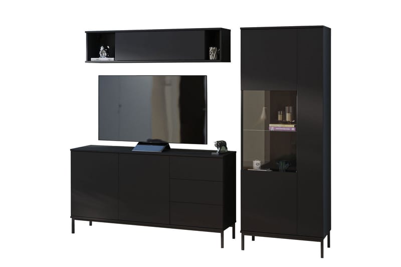 Querty Vardagsrumsset LED-belysning 4 Delar Vit LED - Svart - Möbler - Möbelset - Möbelset för vardagsrum