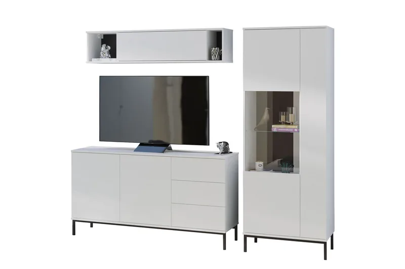 Querty Vardagsrumsset LED-belysning 4 Delar Vit LED - Vit - Möbler - Möbelset - Möbelset för vardagsrum