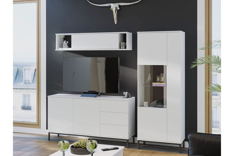 Querty Vardagsrumsset LED-belysning 4 Delar Vit LED - Vit - Möbler - Möbelset - Möbelset för vardagsrum