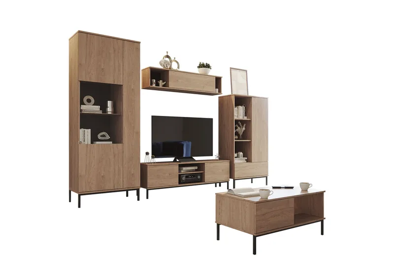 Querty Vardagsrumsset LED-belysning 6 Delar Vit LED - Natur - Möbler - Möbelset - Möbelset för vardagsrum