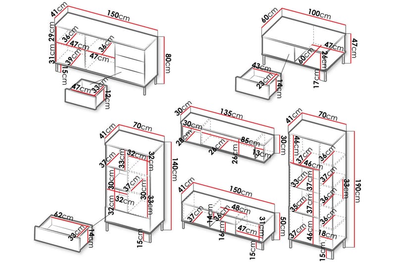 Querty Vardagsrumsset LED-belysning 7 Delar Vit LED - Natur - Möbler - Möbelset - Möbelset för vardagsrum
