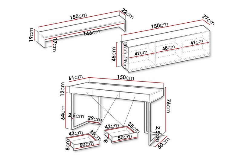 Rathmore Möbelset För Vardagsrum - Grå - Möbler - Möbelset - Möbelset för vardagsrum
