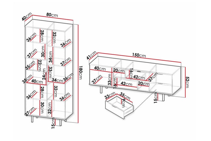 Staffin Möbelset För Vardagsrum - Svart - Möbler - Möbelset - Möbelset för vardagsrum