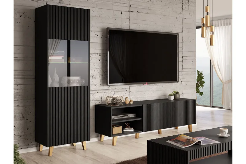 Strontian Möbelset För Vardagsrum Scandinavian Choice Black - Möbler - Möbelset - Möbelset för vardagsrum