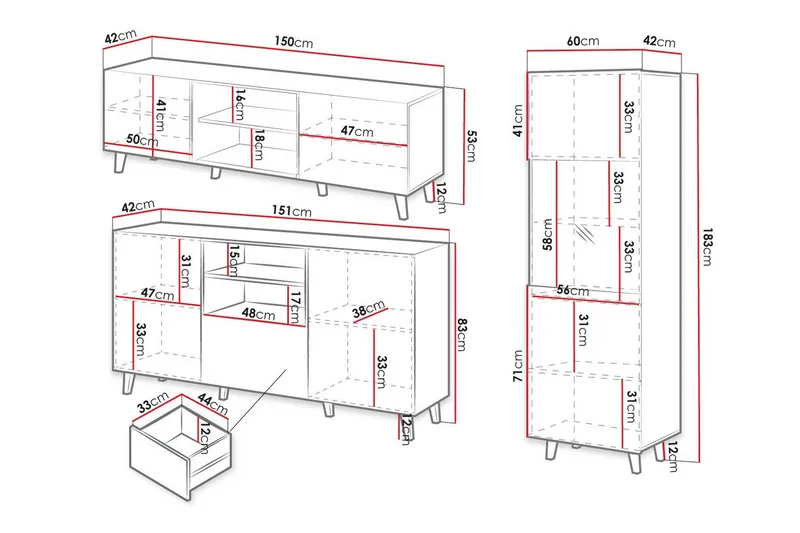 Strontian Möbelset För Vardagsrum Scandinavian Choice Black - Möbler - Möbelset - Möbelset för vardagsrum