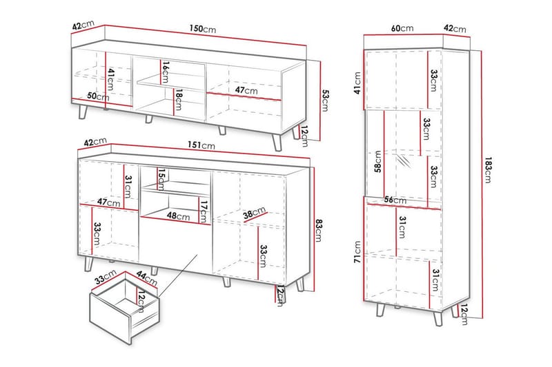 Strontian Möbelset För Vardagsrum Scandinavian Choice Black - Möbler - Möbelset - Möbelset för vardagsrum