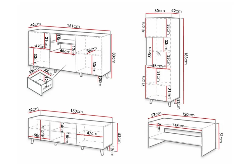 Strontian Möbelset För Vardagsrum Scandinavian Choice Black - Möbler - Möbelset - Möbelset för vardagsrum