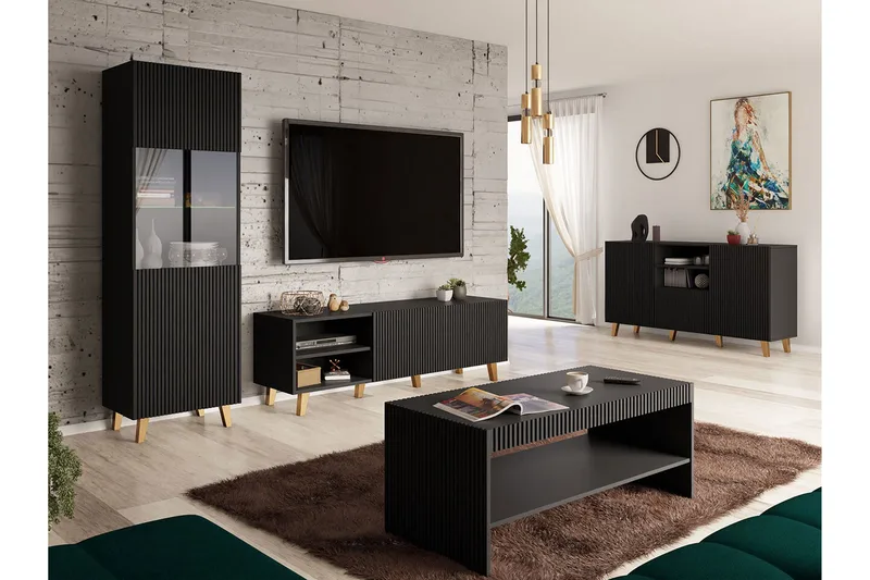 Strontian Möbelset För Vardagsrum Scandinavian Choice Black - Möbler - Möbelset - Möbelset för vardagsrum