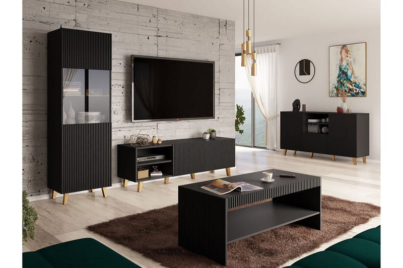 Strontian Möbelset För Vardagsrum Scandinavian Choice Black - Möbler - Möbelset - Möbelset för vardagsrum