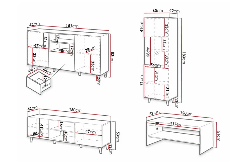 Strontian Möbelset För Vardagsrum Scandinavian Choice White - Möbler - Möbelset - Möbelset för vardagsrum