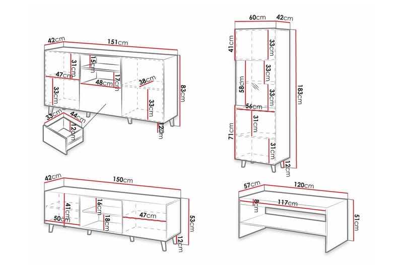 Strontian Möbelset För Vardagsrum Scandinavian Choice White - Möbler - Möbelset - Möbelset för vardagsrum