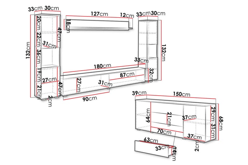 Valga Möbelset För Vardagsrum Natur|Vit - Natur/Vit - Möbler - Möbelset - Möbelset för vardagsrum