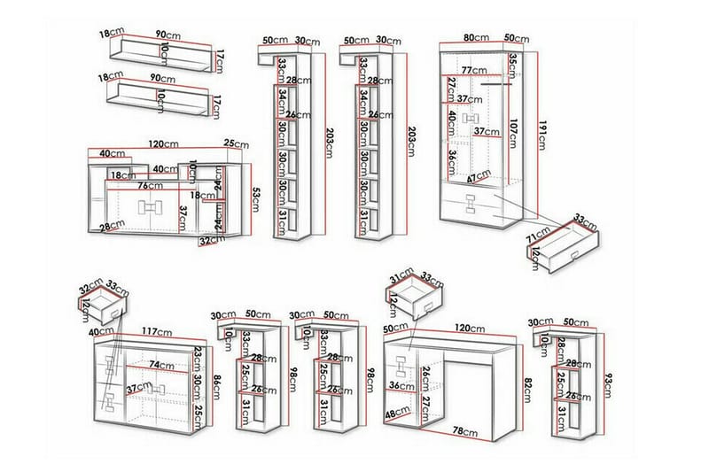 Castlebay Möbelset För Sovrum Brown - Möbler - Möbelset - Möbelset för sovrum