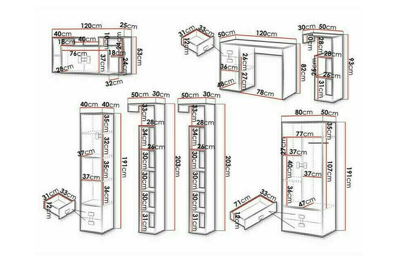Castlebay Möbelset För Sovrum Brown - Möbler - Möbelset - Möbelset för sovrum