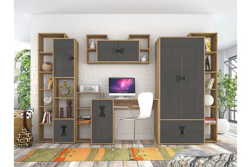 Castlebay Möbelset För Sovrum Grey High Gloss - Möbler - Möbelset - Möbelset för sovrum