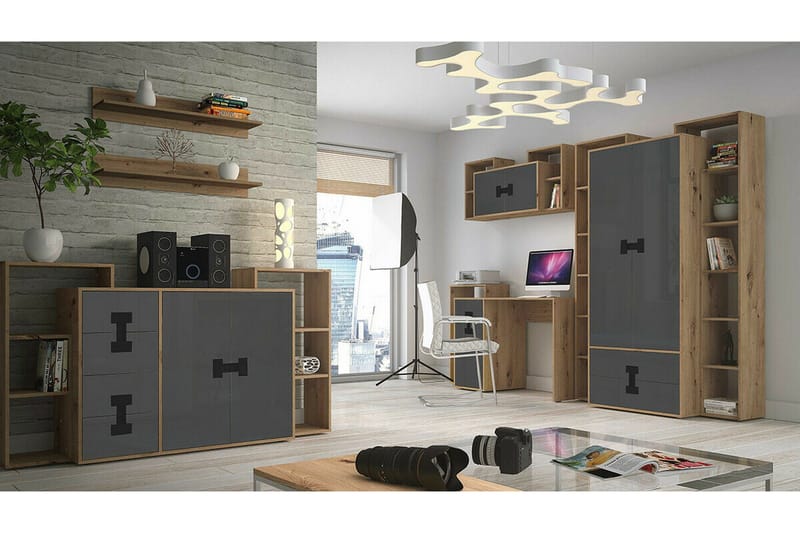 Castlebay Möbelset För Sovrum Grey High Gloss - Möbler - Möbelset - Möbelset för sovrum