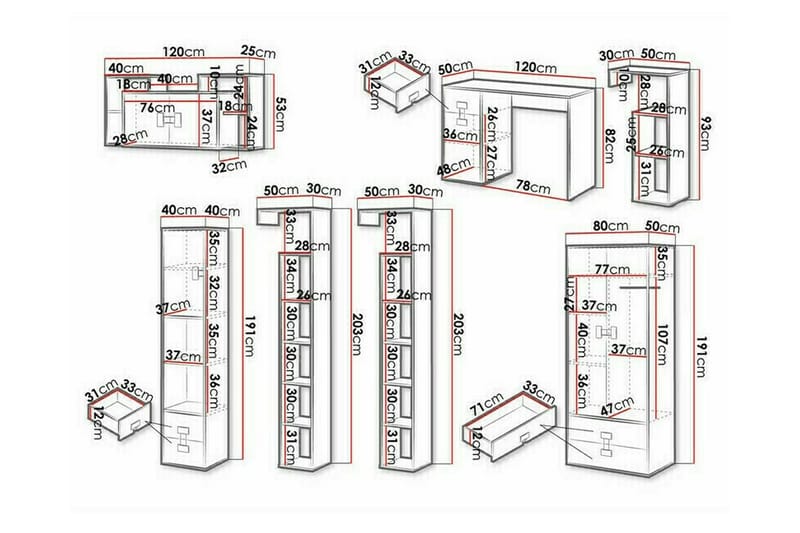 Castlebay Möbelset För Sovrum Grey High Gloss - Möbler - Möbelset - Möbelset för sovrum