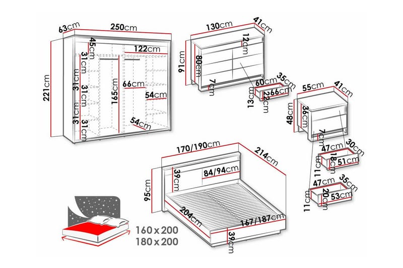 Rathmore Möbelset För Sovrum Black - Möbler - Möbelset - Möbelset för sovrum