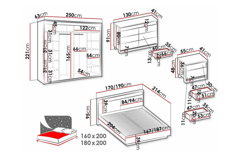 Rathmore Möbelset För Sovrum Black - Möbler - Möbelset - Möbelset för sovrum