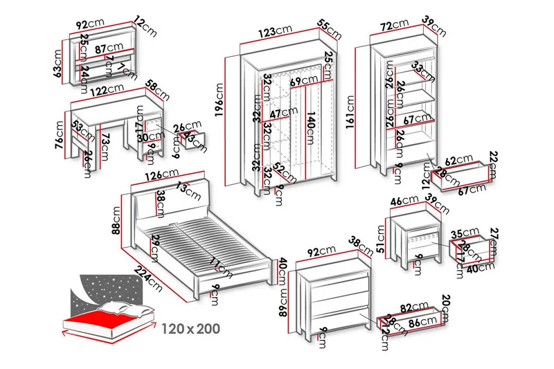 Rathmore Möbelset För Sovrum - Svart - Möbler - Möbelset - Möbelset för sovrum