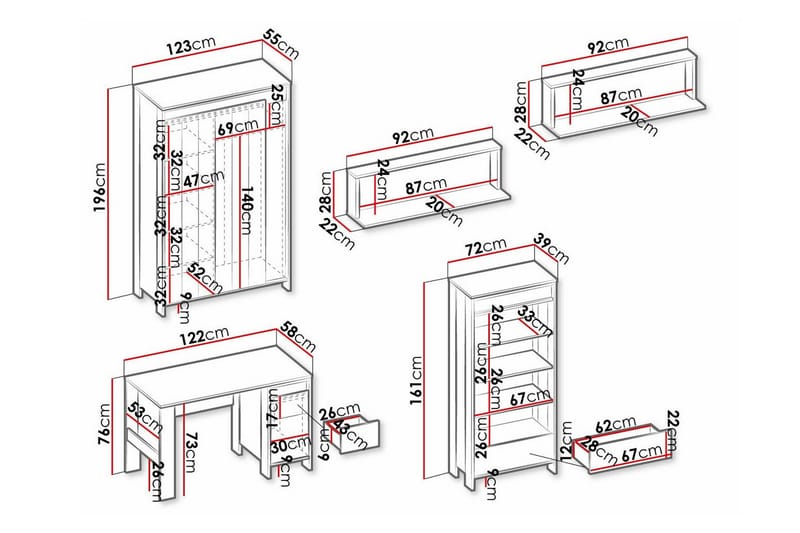 Rathmore Möbelset För Sovrum - Svart - Möbler - Möbelset - Möbelset för sovrum