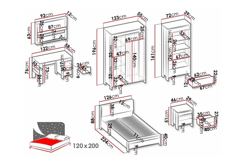 Rathmore Möbelset För Sovrum - Svart - Möbler - Möbelset - Möbelset för sovrum