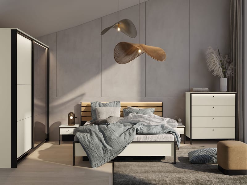 Navron Möbelset För Sovrum - Beige/Svart - Möbler - Möbelset - Möbelset för sovrum