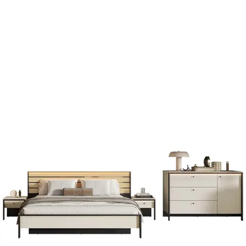 Navron Möbelset För Sovrum - Beige/Svart - Möbler - Möbelset - Möbelset för sovrum