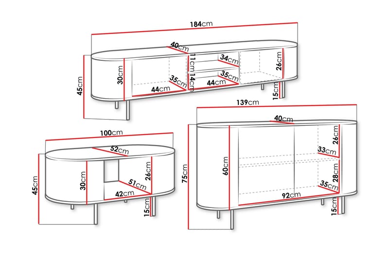 Pantego Möbelset För Vardagsrum - Brun - Möbler - Möbelset - Möbelset för vardagsrum