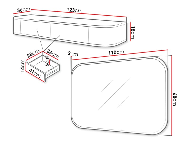 Pantego Sminkbord med spegel 123 cm - brun - Möbler - Bord & matgrupper - Sminkbord & toalettbord