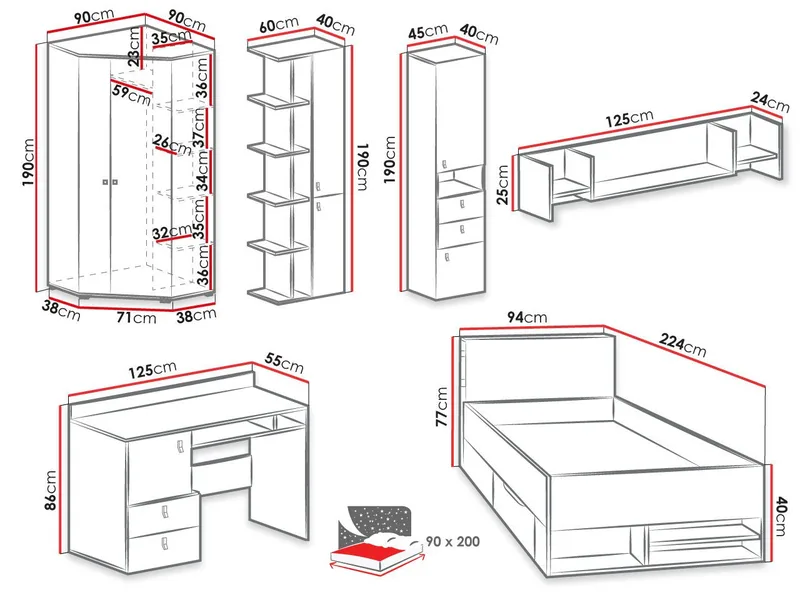 Planeta Möbelset för Sovrum - Möbler - Möbelset - Möbelset för sovrum