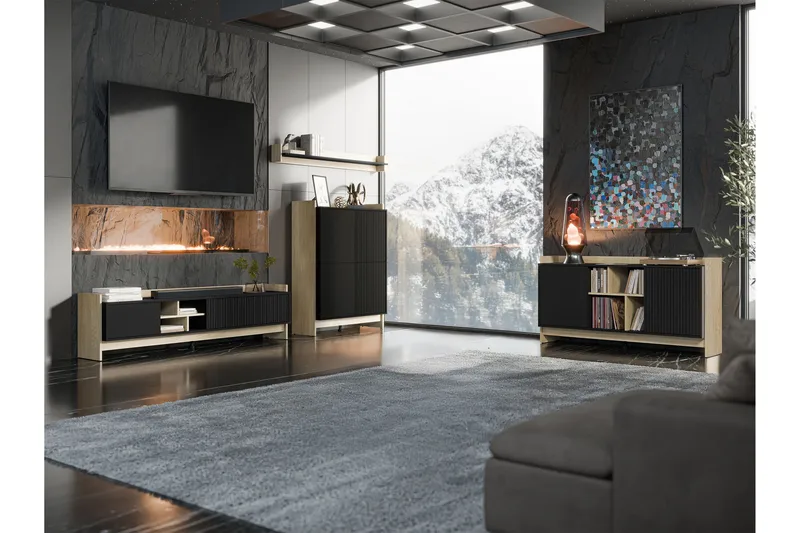 Polina Möbelset För Vardagsrum - Brun/Svart - Möbler - Möbelset - Möbelset för vardagsrum