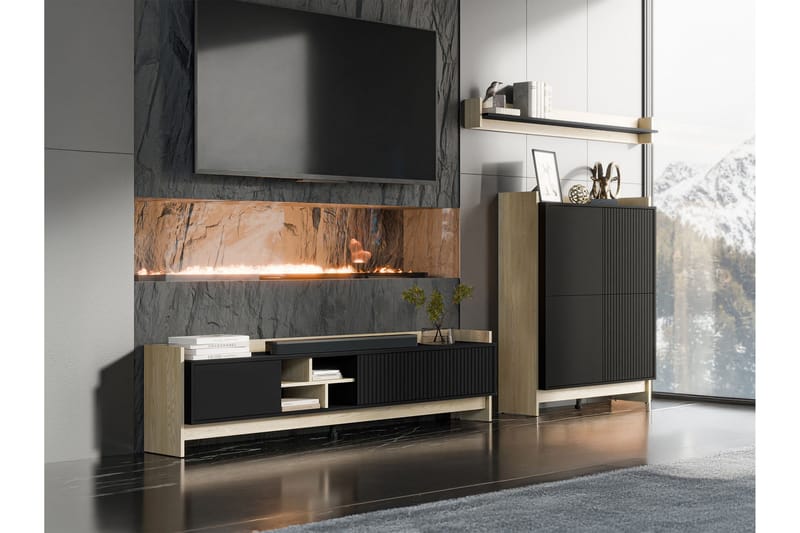 Polina Möbelset För Vardagsrum - Brun/Svart - Möbler - Möbelset - Möbelset för vardagsrum