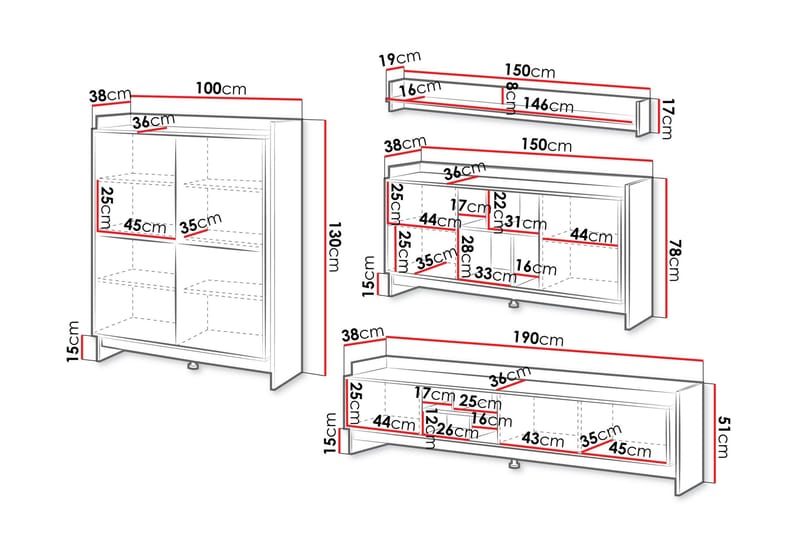 Polina Möbelset För Vardagsrum - Brun/Svart - Möbler - Möbelset - Möbelset för vardagsrum