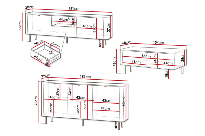 Pollena Möbelset För Vardagsrum - Brun - Möbler - Möbelset - Möbelset för vardagsrum