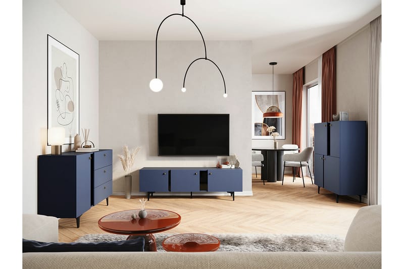 Rathmore Möbelset För Vardagsrum - Blå - Möbelset för vardagsrum