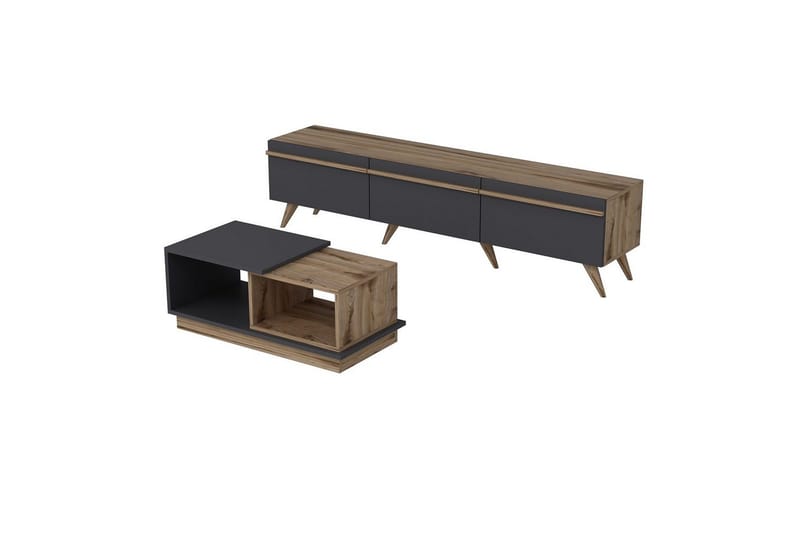 Ravinarville Möbelset För Vardagsrum - Antracit/Valnöt - Möbler - Möbelset - Möbelset för vardagsrum