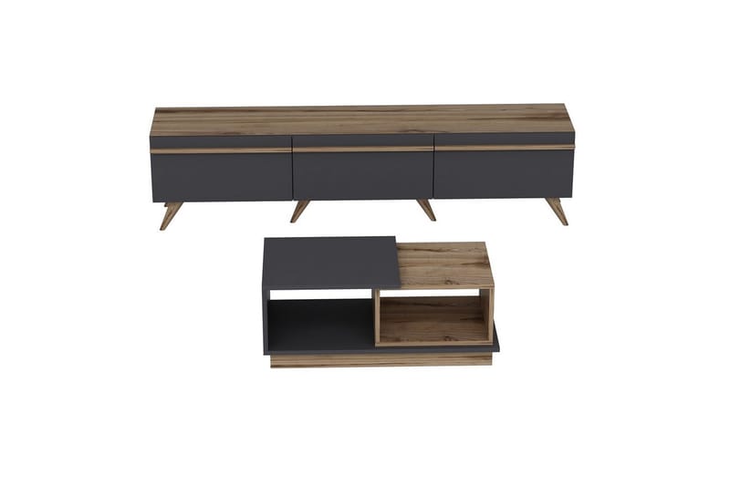 Ravinarville Möbelset För Vardagsrum - Antracit/Valnöt - Möbler - Möbelset - Möbelset för vardagsrum