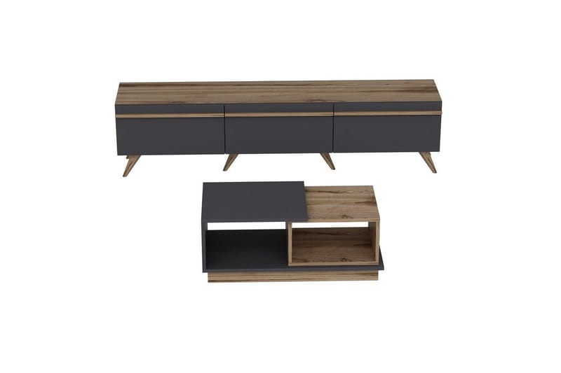 Ravinarville Möbelset För Vardagsrum - Antracit/Valnöt - Möbler - Möbelset - Möbelset för vardagsrum