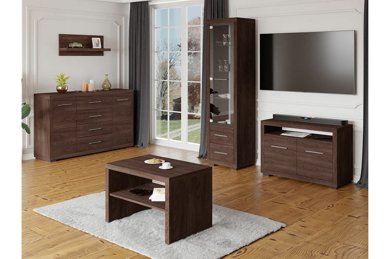 Rosehall Möbelset För Vardagsrum - Mörkbrun - Möbelset för vardagsrum