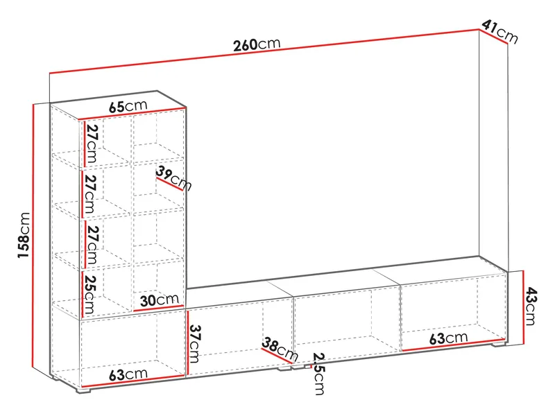 Rylar Tv-Enhet 260 cm - Möbler - Möbelset - Möbelset för vardagsrum