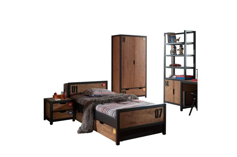 Säng med låda nattduksbord garderob bokhylla Alex, undefined