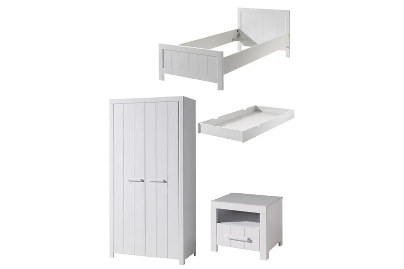 Säng med nattduksbord 2-dörrars garderob Låda Erik, undefined