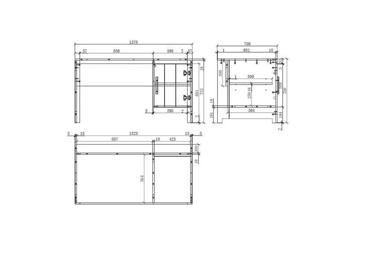 Säng med nattduksbord 2-dörrars garderob Skrivbord Bokhylla Erik - Möbler - Möbelset - Möbelset för sovrum