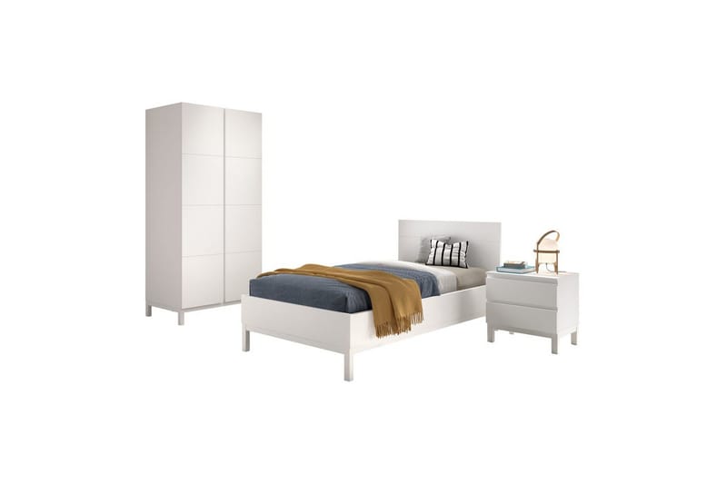 Säng med nattduksbord 2-dörrs garderob Eva, undefined